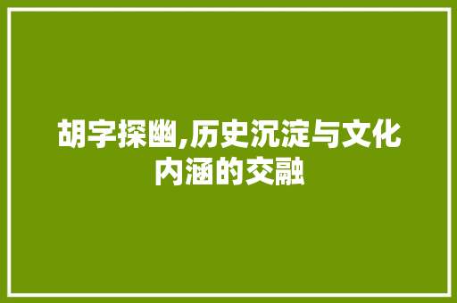 胡字探幽,历史沉淀与文化内涵的交融