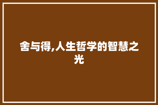 舍与得,人生哲学的智慧之光