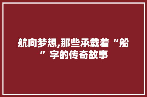 航向梦想,那些承载着“船”字的传奇故事