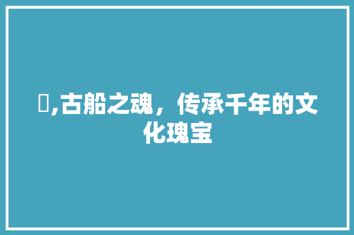舲,古船之魂，传承千年的文化瑰宝