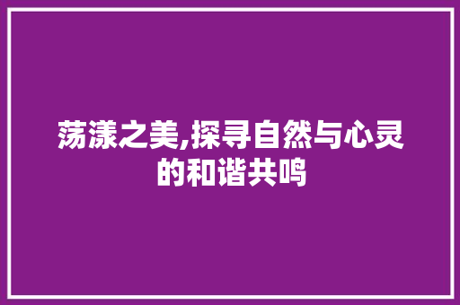 荡漾之美,探寻自然与心灵的和谐共鸣