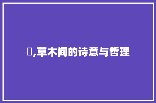莯,草木间的诗意与哲理