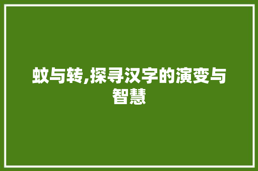 蚊与转,探寻汉字的演变与智慧