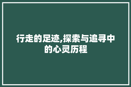 行走的足迹,探索与追寻中的心灵历程
