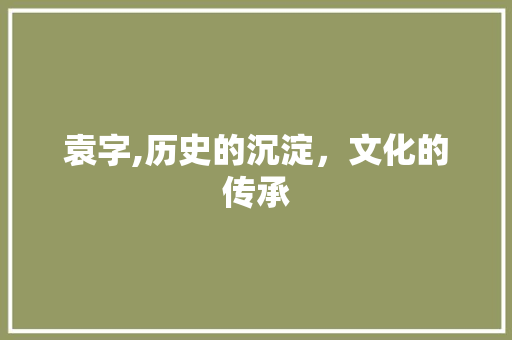袁字,历史的沉淀，文化的传承
