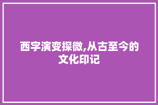 西字演变探微,从古至今的文化印记