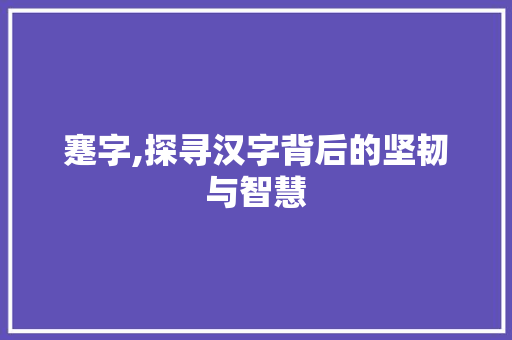 蹇字,探寻汉字背后的坚韧与智慧