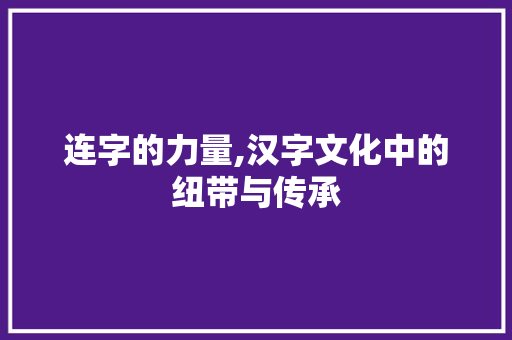 连字的力量,汉字文化中的纽带与传承