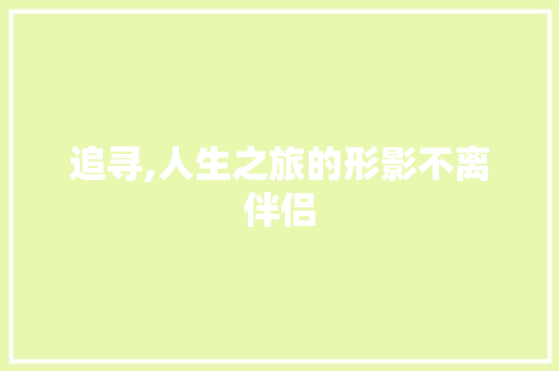 追寻,人生之旅的形影不离伴侣