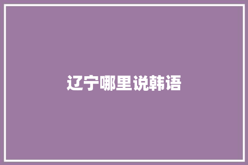 辽宁哪里说韩语