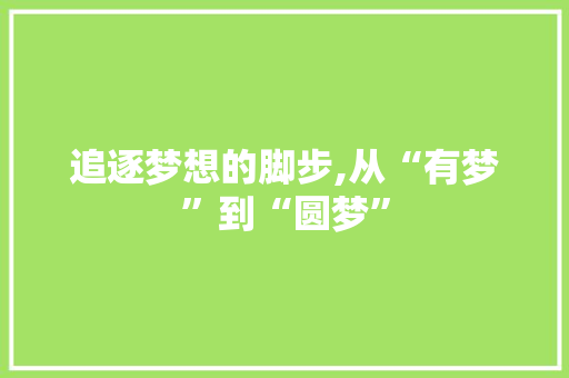 追逐梦想的脚步,从“有梦”到“圆梦”
