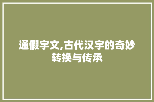 通假字文,古代汉字的奇妙转换与传承