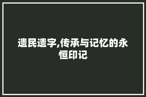 遗民遗字,传承与记忆的永恒印记