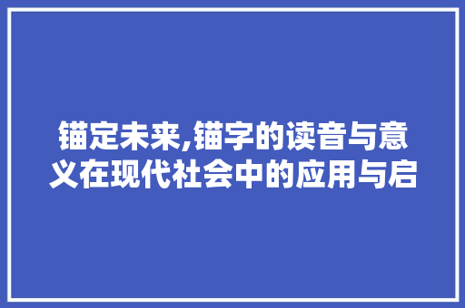 锚定未来,锚字的读音与意义在现代社会中的应用与启示