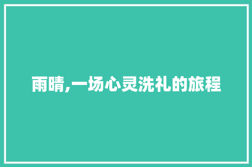 雨晴,一场心灵洗礼的旅程