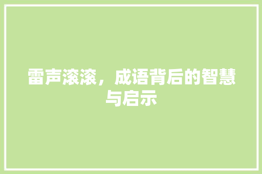 雷声滚滚，成语背后的智慧与启示