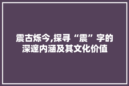 震古烁今,探寻“震”字的深邃内涵及其文化价值