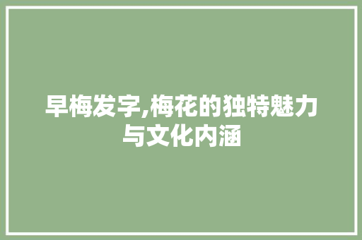 早梅发字,梅花的独特魅力与文化内涵
