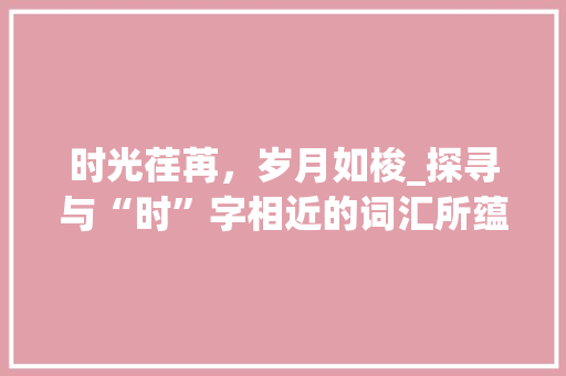 时光荏苒，岁月如梭_探寻与“时”字相近的词汇所蕴含的哲理