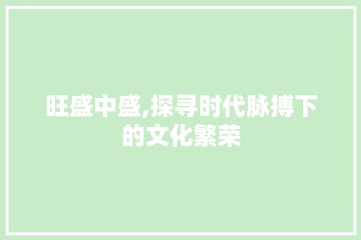 旺盛中盛,探寻时代脉搏下的文化繁荣