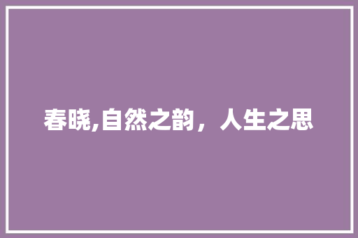 春晓,自然之韵，人生之思
