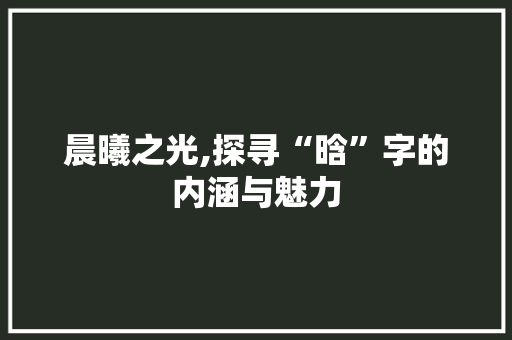 晨曦之光,探寻“晗”字的内涵与魅力