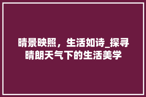 晴景映照，生活如诗_探寻晴朗天气下的生活美学