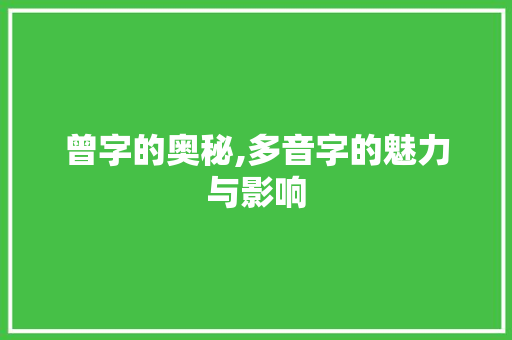 曾字的奥秘,多音字的魅力与影响