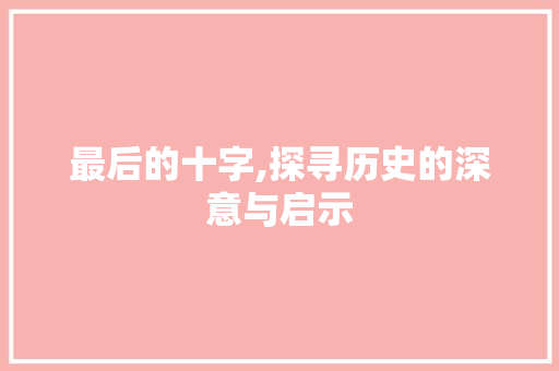 最后的十字,探寻历史的深意与启示