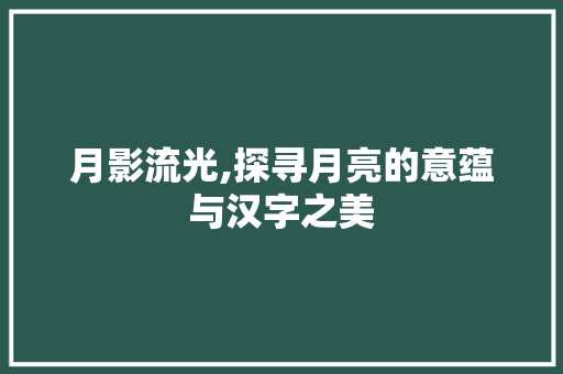 月影流光,探寻月亮的意蕴与汉字之美