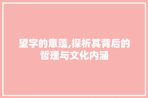 望字的意蕴,探析其背后的哲理与文化内涵
