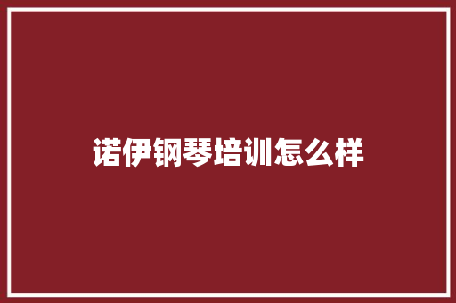 诺伊钢琴培训怎么样