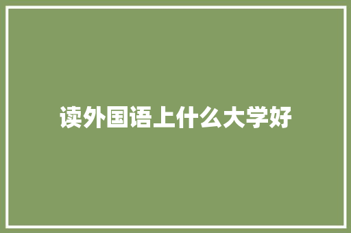 读外国语上什么大学好