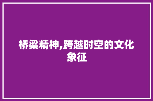 桥梁精神,跨越时空的文化象征