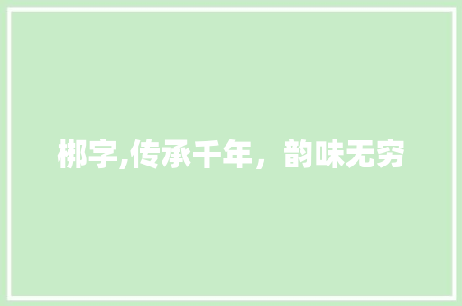 梆字,传承千年，韵味无穷