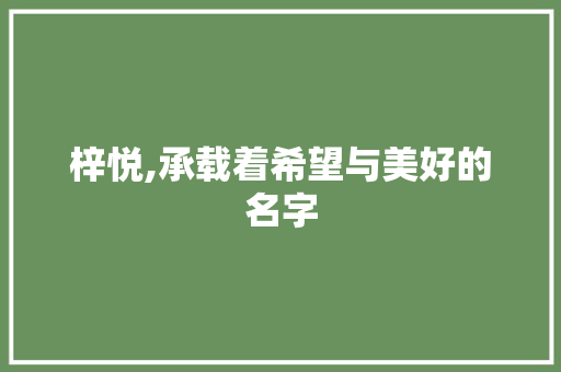 梓悦,承载着希望与美好的名字
