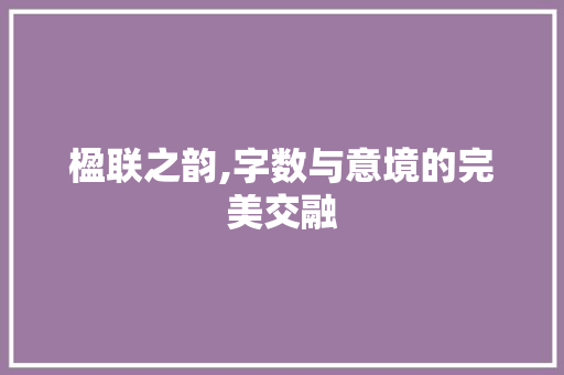 楹联之韵,字数与意境的完美交融
