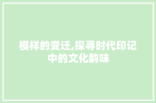 模样的变迁,探寻时代印记中的文化韵味