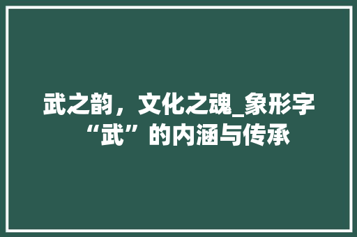 武之韵，文化之魂_象形字“武”的内涵与传承