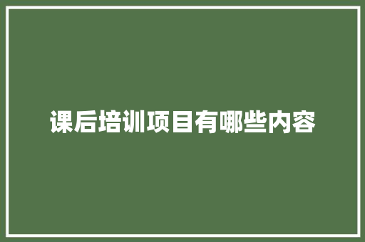 课后培训项目有哪些内容