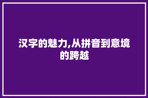 汉字的魅力,从拼音到意境的跨越