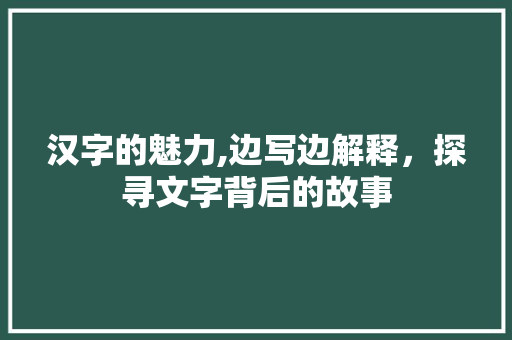 汉字的魅力,边写边解释，探寻文字背后的故事