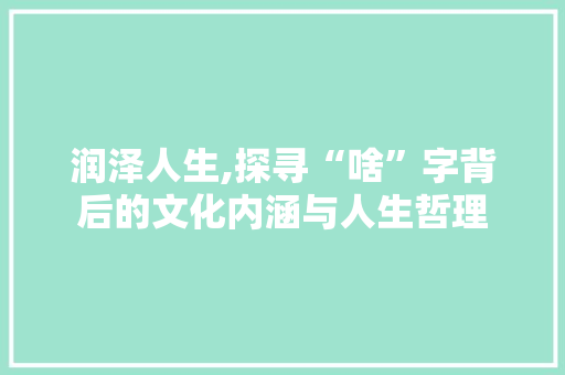 润泽人生,探寻“啥”字背后的文化内涵与人生哲理