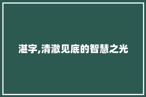 湛字,清澈见底的智慧之光