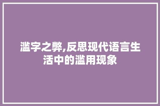 滥字之弊,反思现代语言生活中的滥用现象
