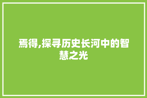焉得,探寻历史长河中的智慧之光
