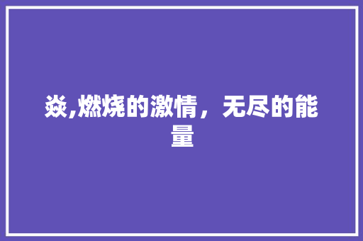 焱,燃烧的激情，无尽的能量