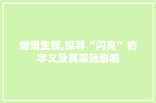 熠熠生辉,探寻“闪亮”的字义及其深远影响