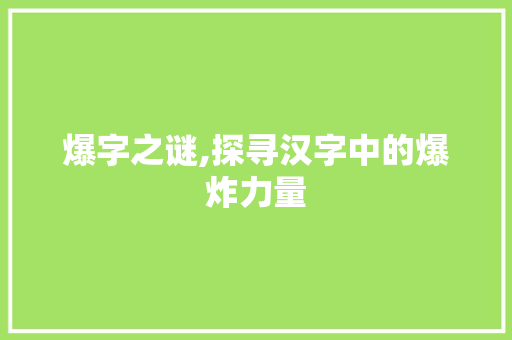 爆字之谜,探寻汉字中的爆炸力量