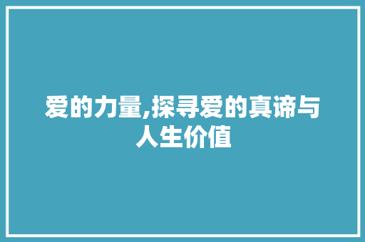 爱的力量,探寻爱的真谛与人生价值